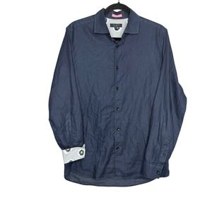 Ted Baker London MMA Classics Mens Long Sleeve Navy Blue Dot Floral Size 3 (Med)